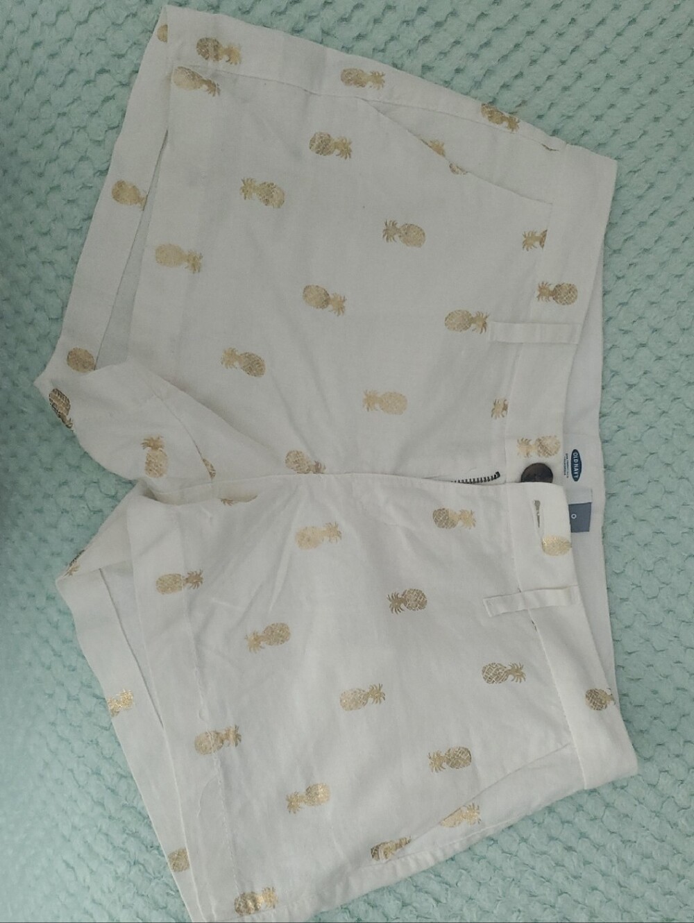 Old Navy White Shorts with Gold Pineapple Print